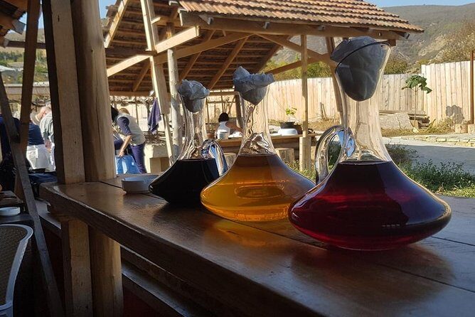Natural Wine Tour to Kartli region, lunch & wine tasting at Andro Barnovi - The tasting itself: wines, freshly squeezed bottles, vintage pours, and spirits